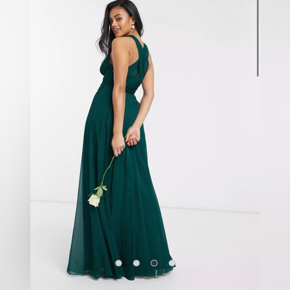 ASOS DESIGN Bridesmaid ruched bodice drape maxi dress with wrap waist - Picture 2 of 3